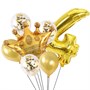 Н-р воздушных шаров цифра 4 фольгир. 32", 5 латекс. 12", корона фольгир. 32", цвет золото - фото 26596