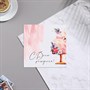 Мини-открытка "С Днем Рождения!" торт, розовый тон, 7*7см - фото 33782