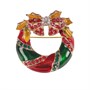 Брошь стразы Новогодняя Венок с бантом 113627