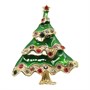 Брошь стразы Новогодняя Елка зеленая с золотом 113637