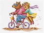Кларт н-р д/вышивания Мишки на велосипеде 8-514 26*20,5см - фото 7170