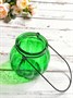 Стеклянное кашпо мини тыковка, с подвесом 7,5*5,5см цвет зелёный - фото 9854