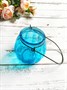Стеклянное кашпо мини тыковка, с подвесом 7,5*5,5см цвет голубой - фото 9855